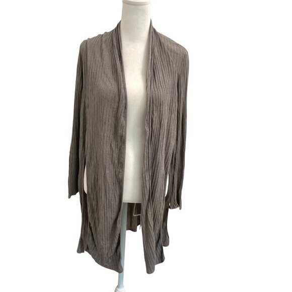 MM LaFleur Side Slit Ribbed Lightweight Cardigan Sweater Topper Gray size Medium - Picture 1 of 8
